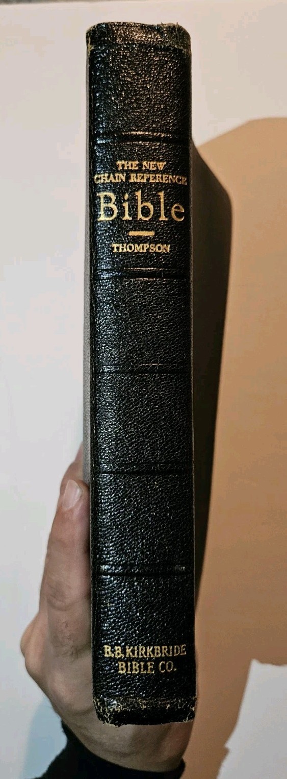 New Chain Reference Bible Thompson BB Kirkbride 1964 Leather Black Vintage