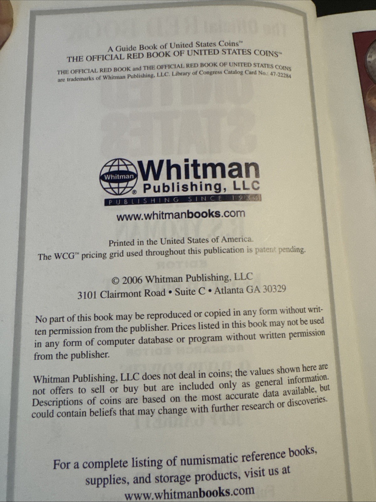 Whitman Official Red Book Guide Book of U.S. Coins 60th Edition 2007 (HC) Good