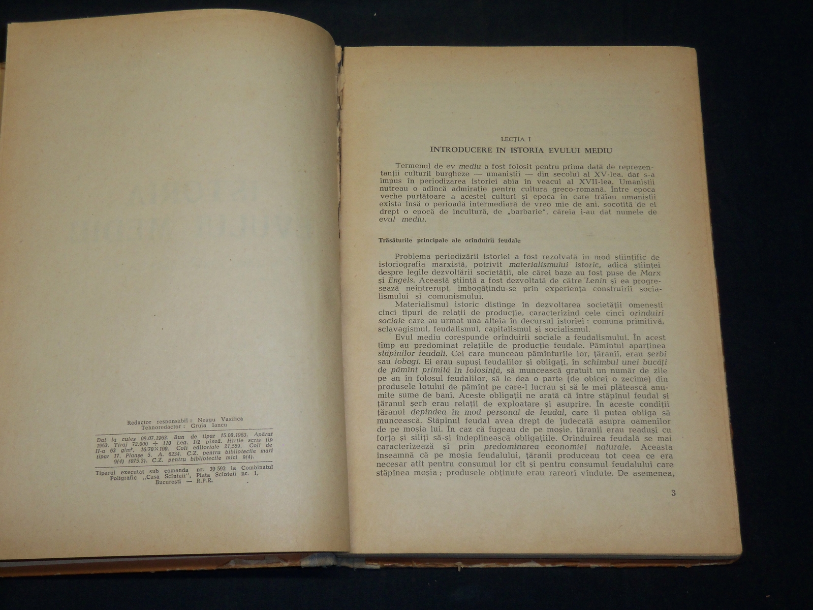 1964 ISTORIA EVULUI MEDIU BOOK – HISTORY OF MIDDLE AGES – ROMANIAN – KD 5951