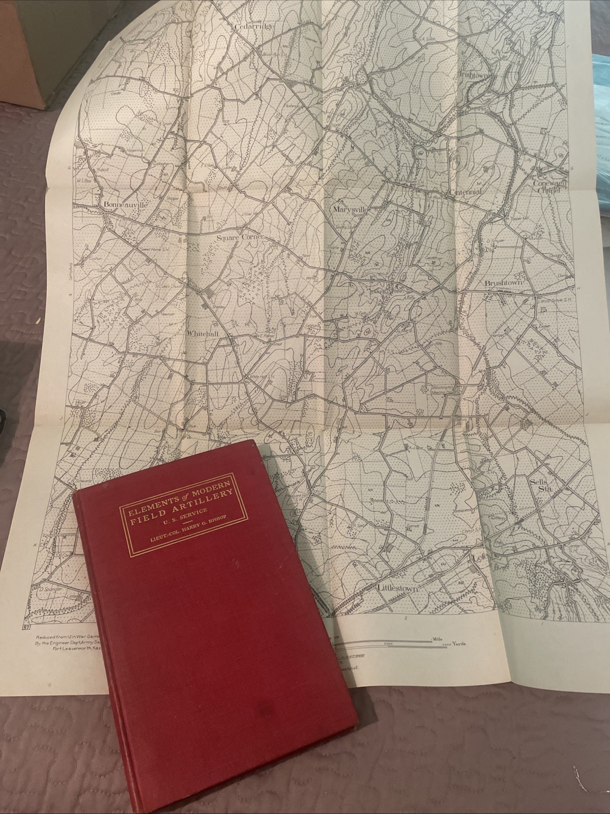 Military Field Artillery Elements HG Bishop HC w topographical map 1917
