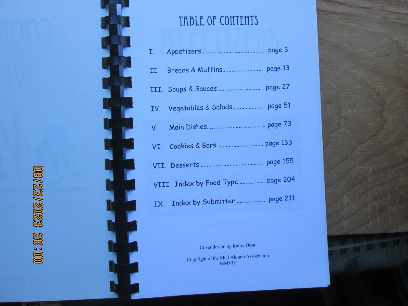 spiral bound cookbook maine Central Institute MCI 2008