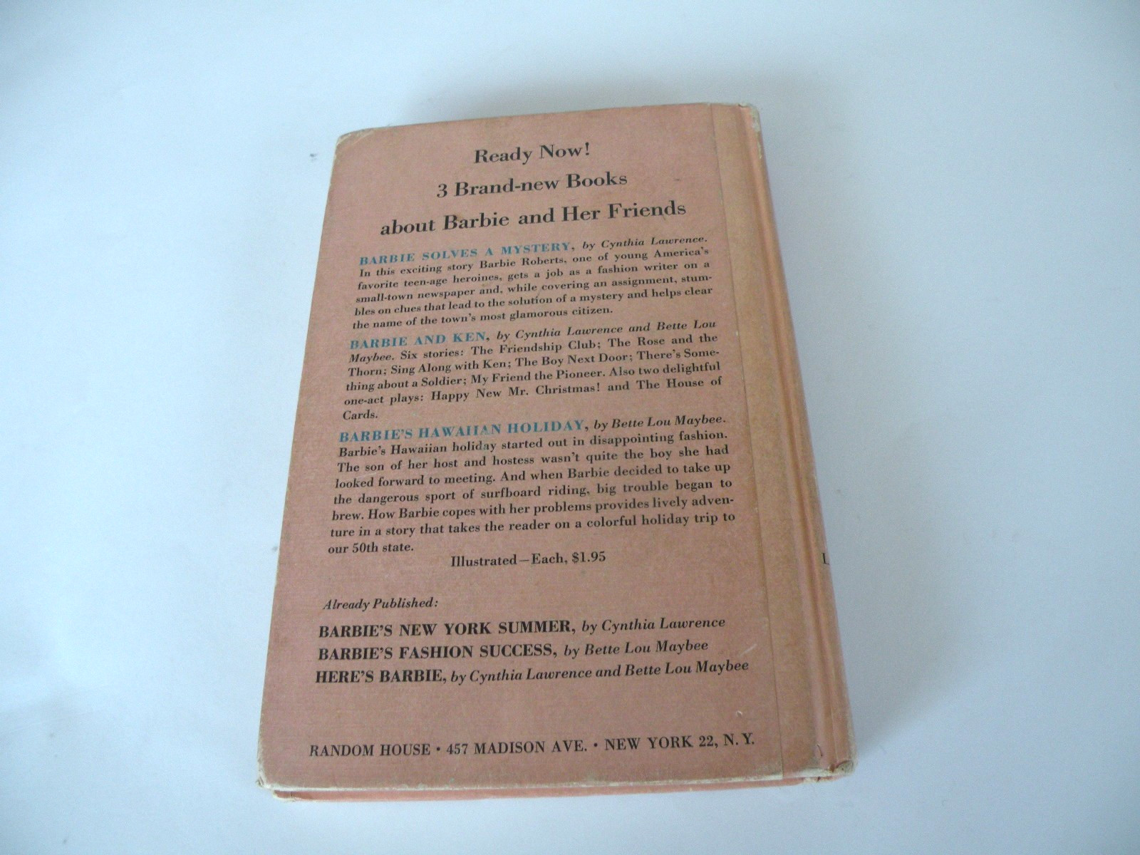 VINTAGE Barbie Solves A Mystery 1963 Hardcover Book By Cynthia Lawrence w/ Wear