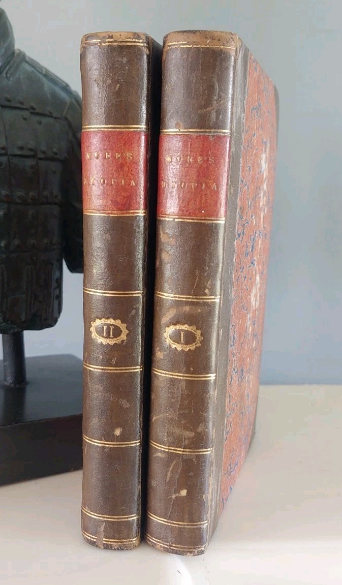 Utopia in Two Volumes 1808 by Sir Thomas More by Rev T.F.Dibdin leather books