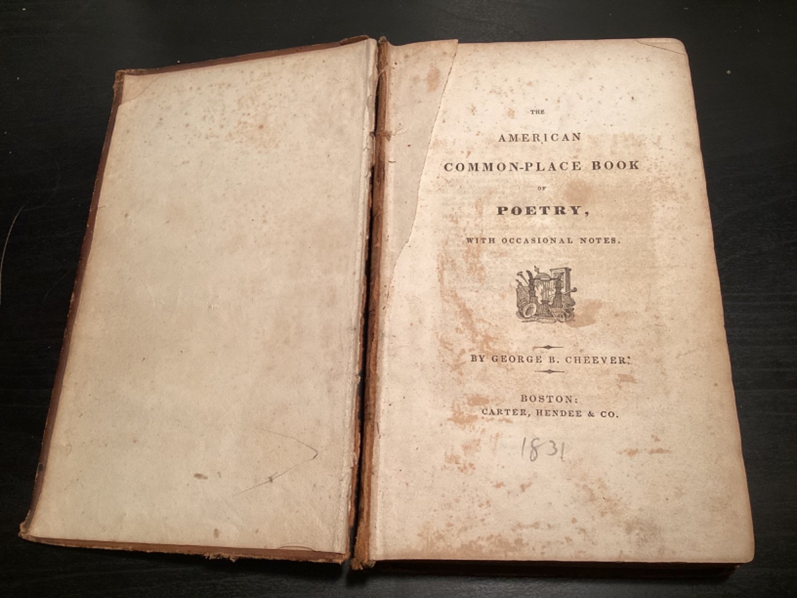 1831 The American Common-Platce Book Of Poetry – Includes William Lloyd Garrison