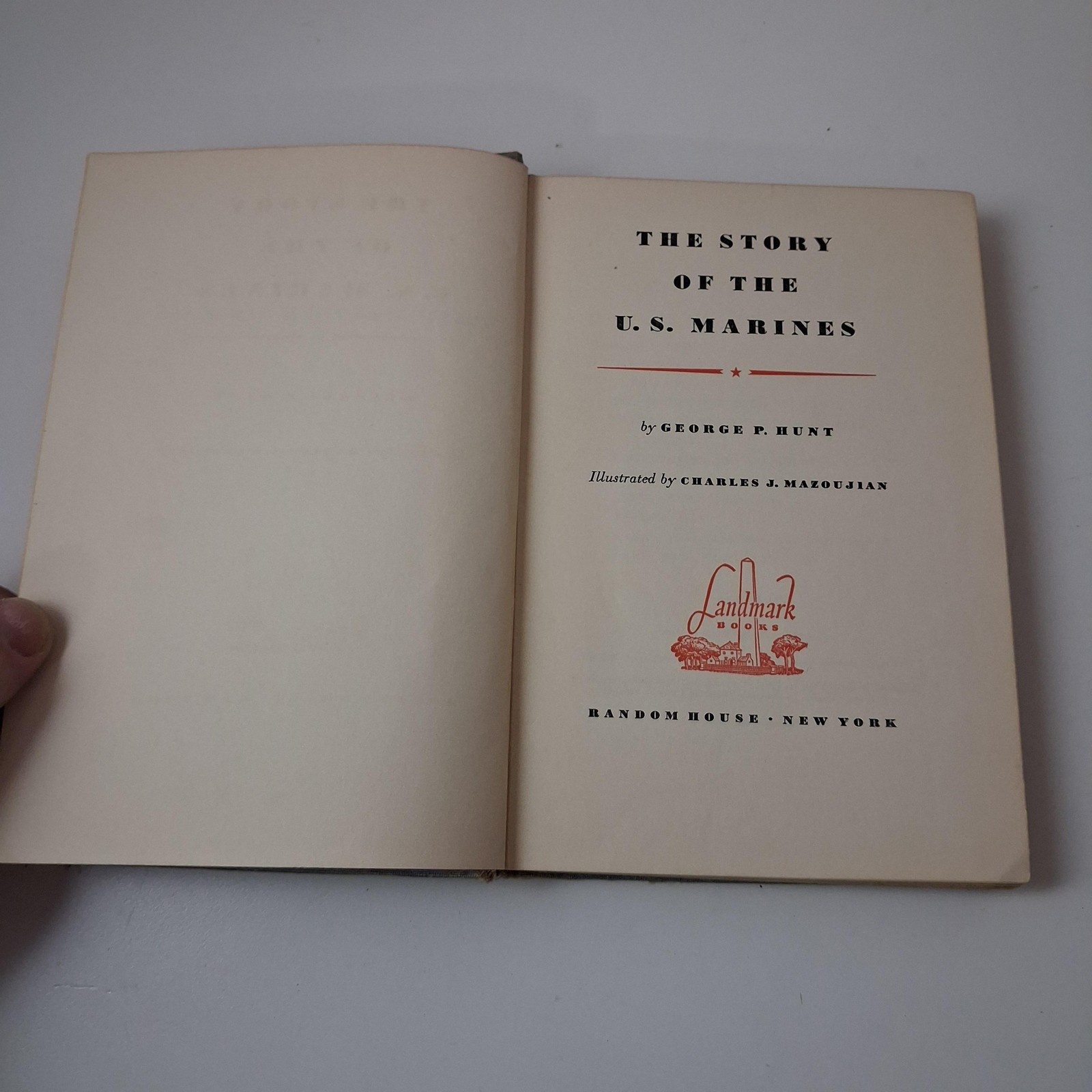 Vintage 1951 Story Of The U.S. Marines George P Hunt Landmark HC Random House