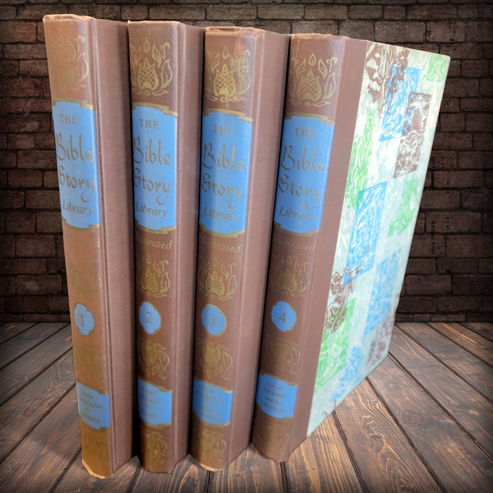 THE BIBLE STORY LIBRARY 4 Volume Set 1-4 Turner Hodges/Busoni (1957) Illustrated