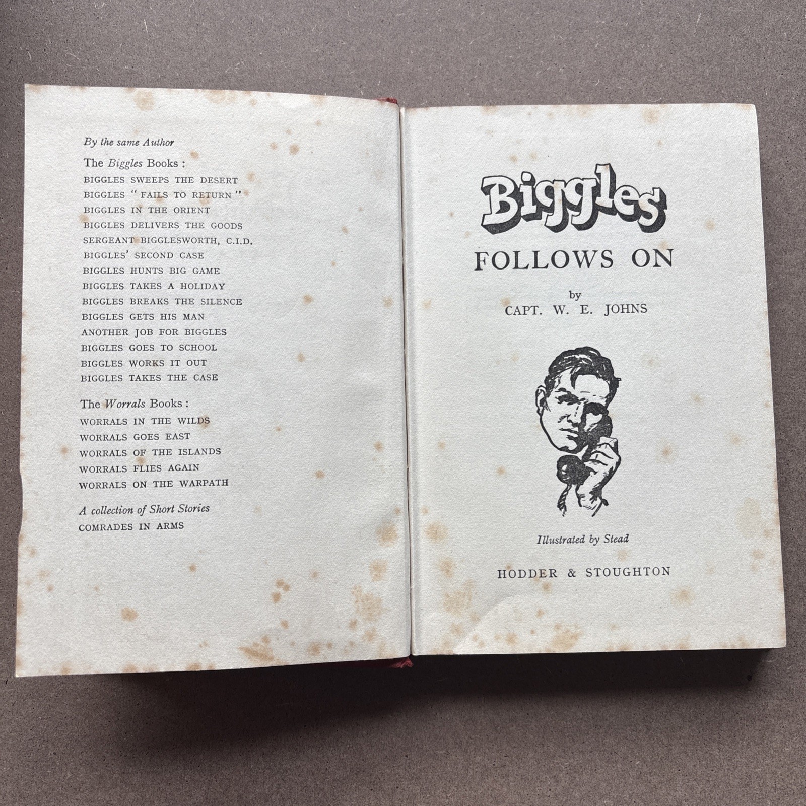 Biggles Follows On – Capt. W.E. Johns – H&S First Edition 1952 – Satisfactory