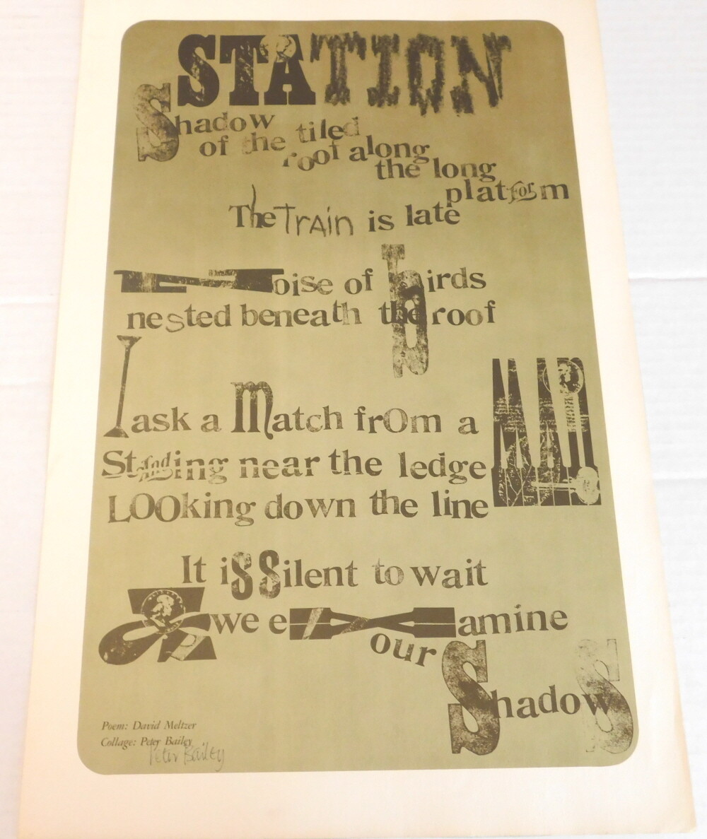DAVID MELTZER STATION – 1964 LTD. ED Broadside SIGNED by the ARTIST PETER BAILEY