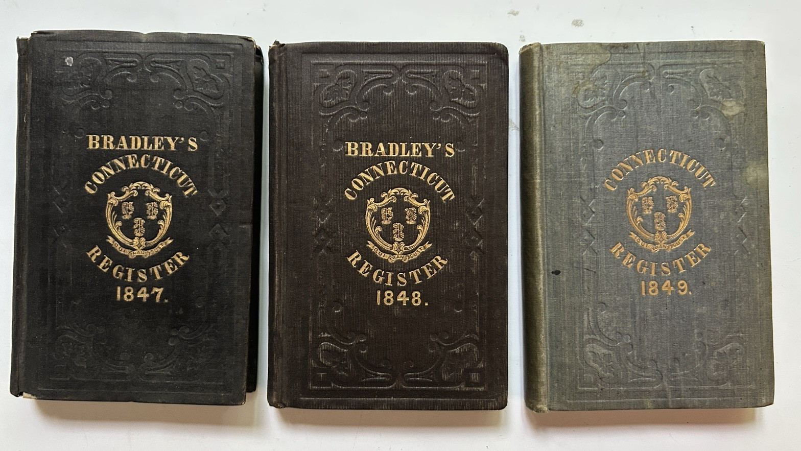 Lot of 3 Bradley’s Connecticut Registers (1847 – 1849)