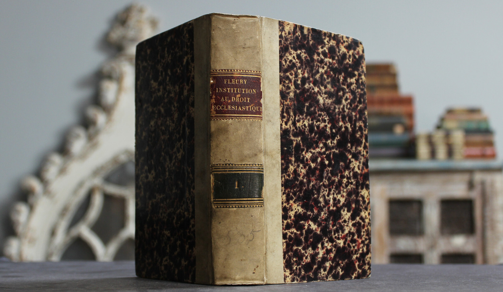 Rare Antique Old French Estate Book Ecclesiastic Institution 1771 Tome 1 Scarce