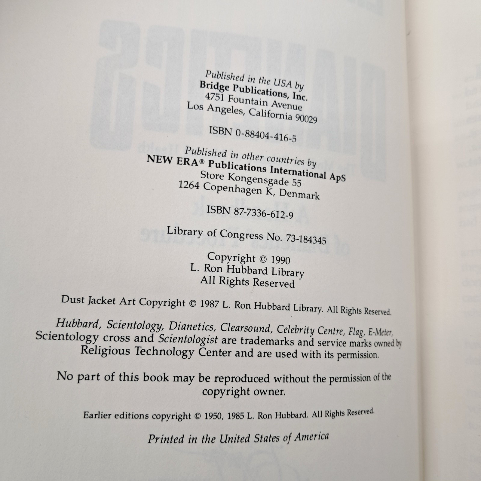 DIANETICS L Ron Hubbard 1990 Gilt Leather Commemorative Edition Scientology Book