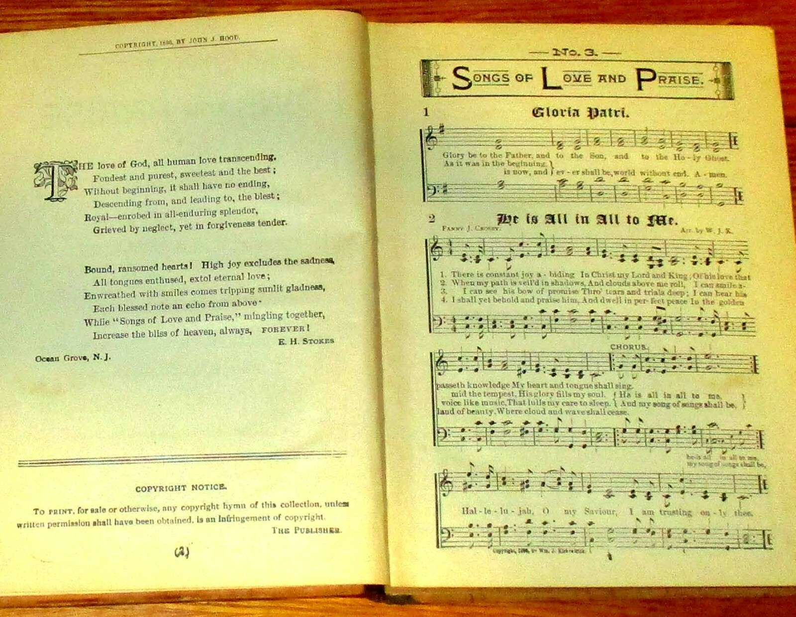 Songs of Love and Praise Number 3 1896 First Edition 224 Pages NICE!!!!!