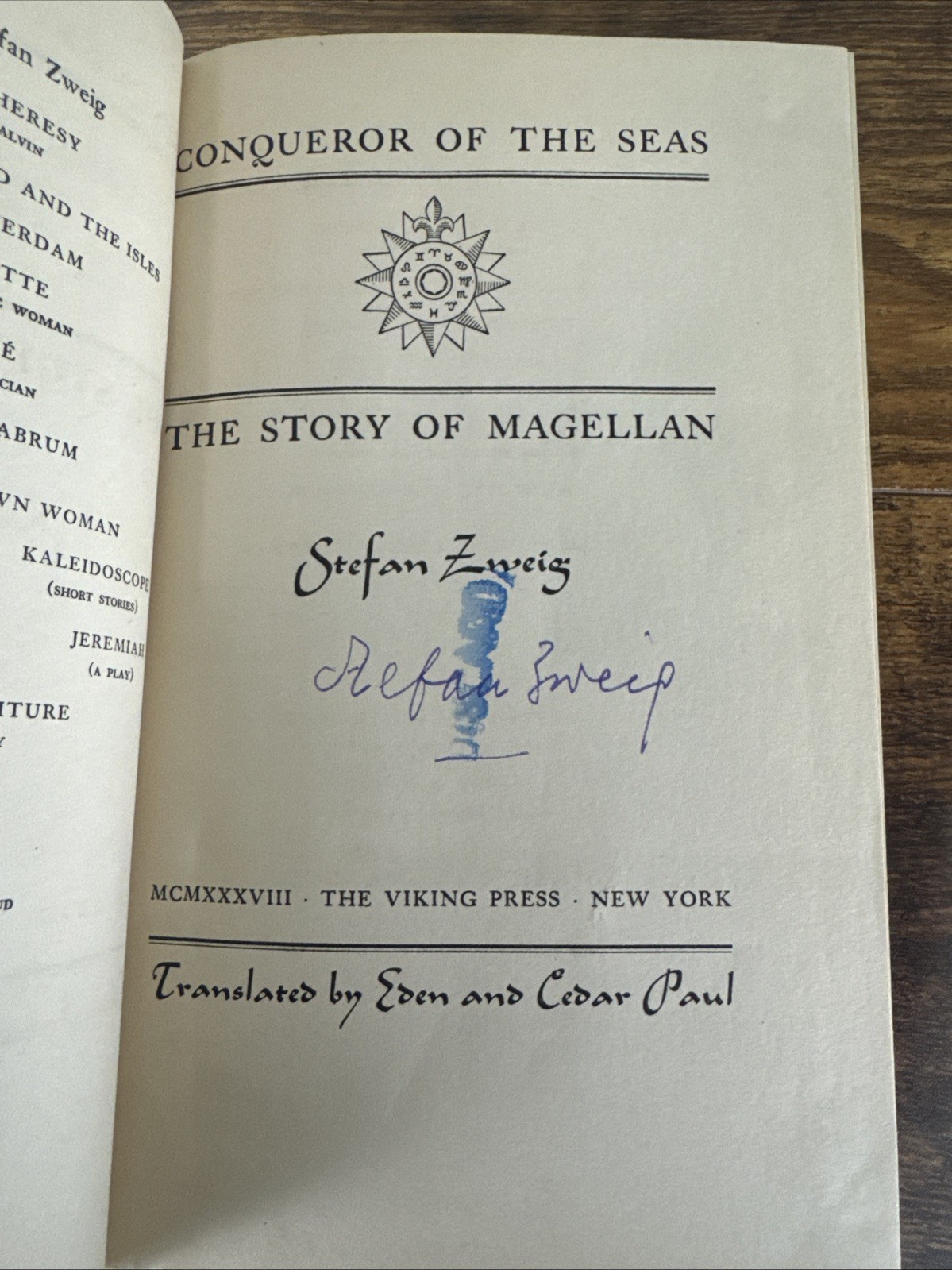 CONQUEROR OF THE SEAS THE STORY OF MAGELLAN 1938 HC *SIGNED* BY STEFAN ZWEIG