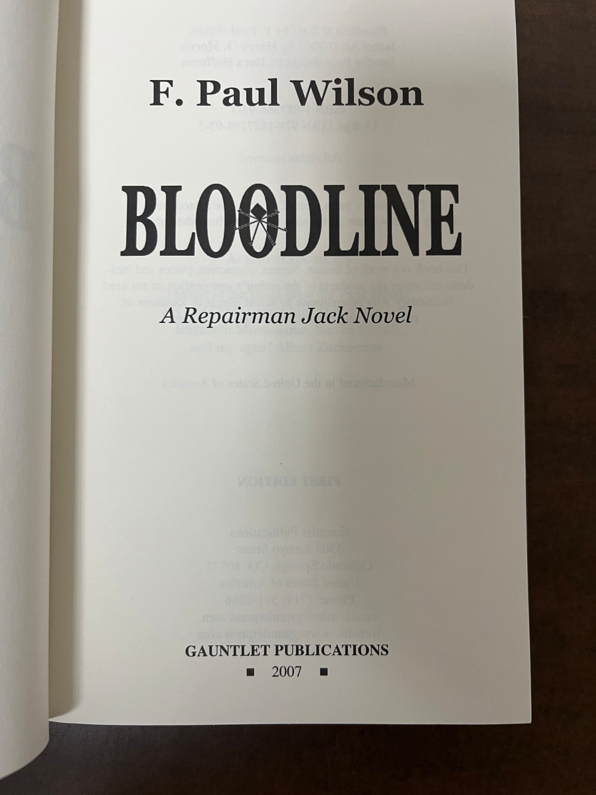 F. Paul Wilson Bloodline Signed Edition