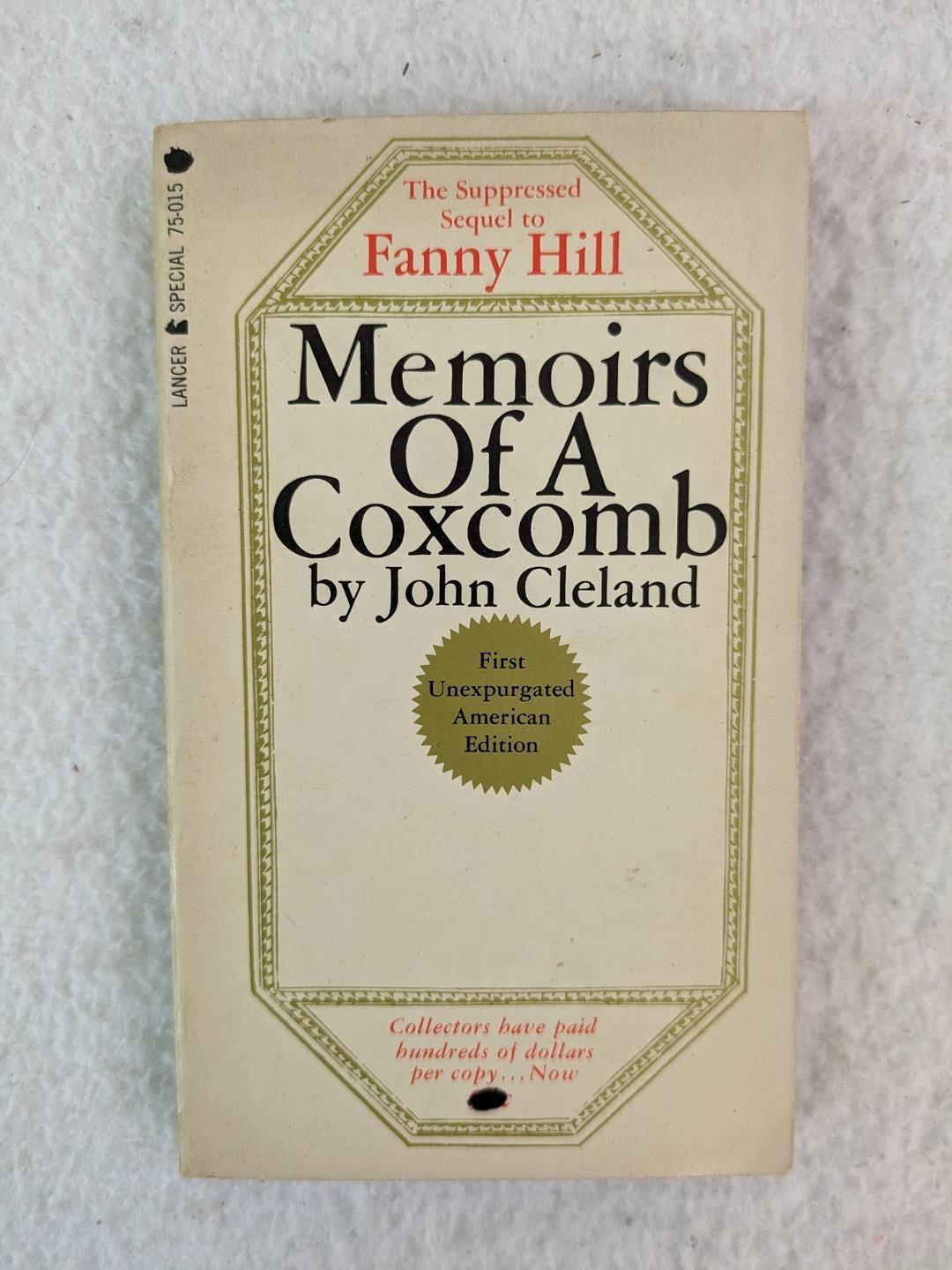 John Cleland MEMOIRS OF A COXCOMB 1967 Lancer Books Paperback Fanny Hill Sequel