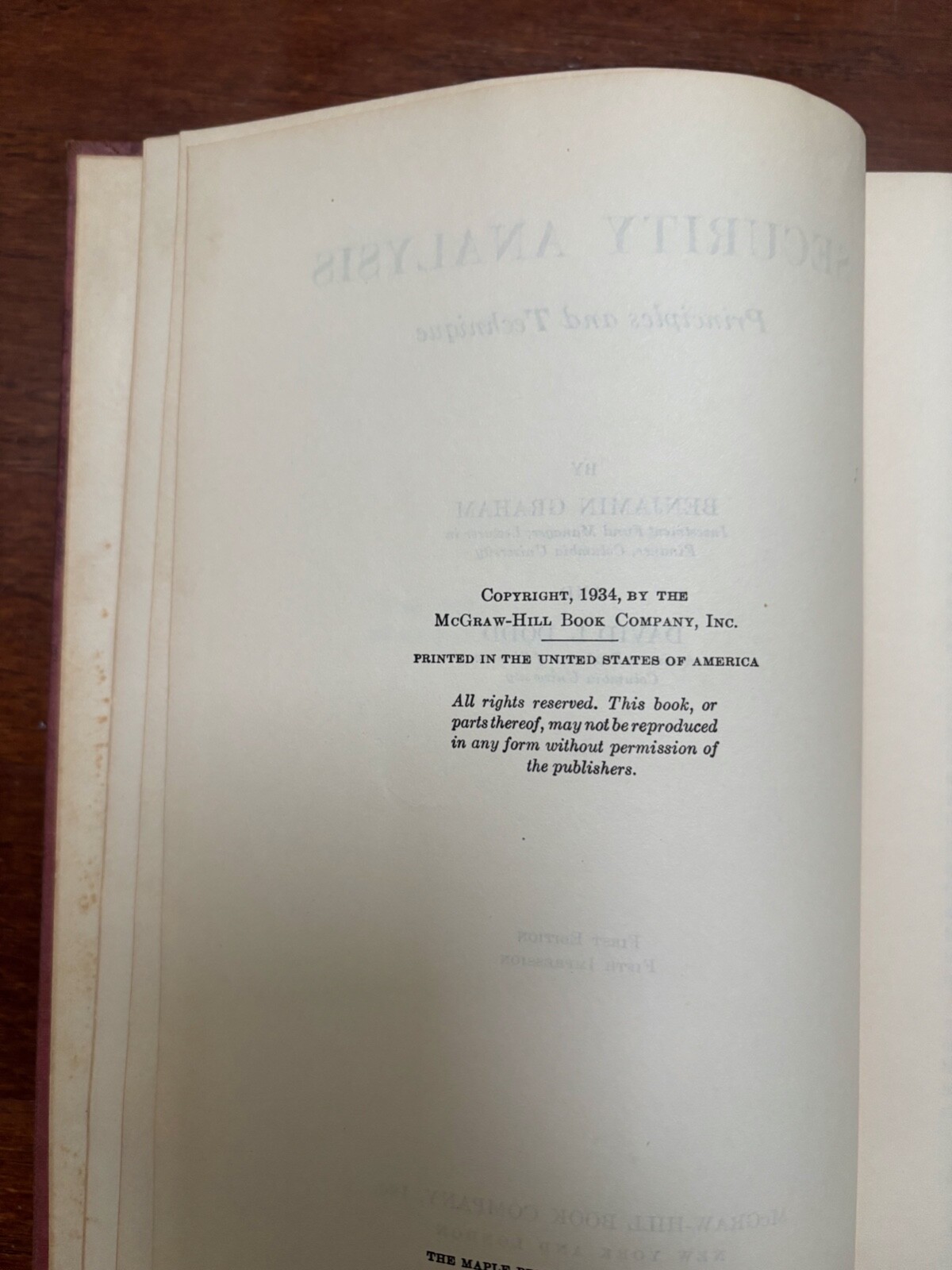 SECURITY ANALYSIS by GRAHAM and DODD – HB 1934 1st/5th INVESTING FINANCE ANTIQUE