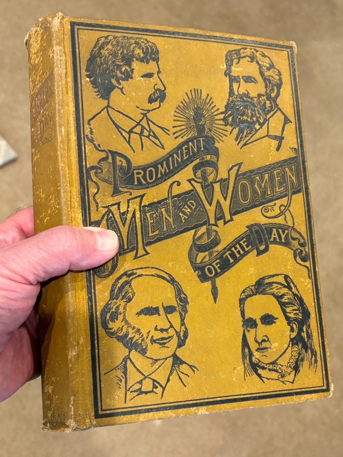 1890 Antique Biographical Book „Prominent Men and Women of the Day“ Illustrated