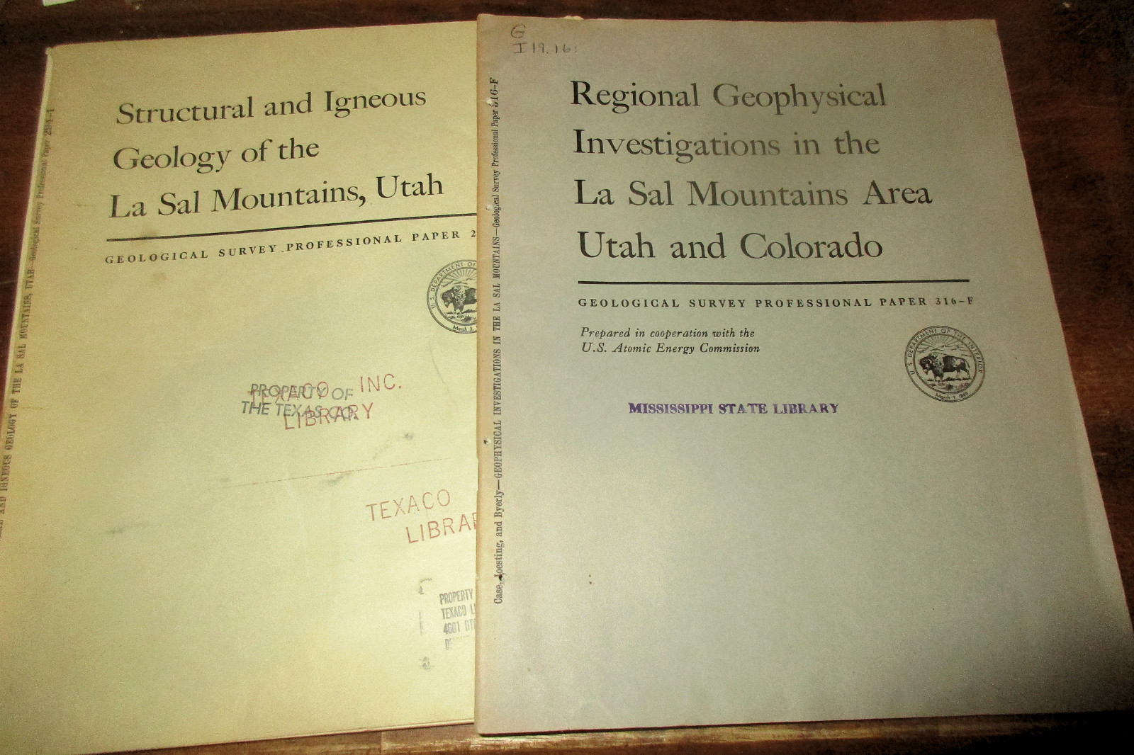 GEOLOGY EASTERN UTAH COLORADO BORDER LA SAL MOUNTAINS TWO (2) REPORTS USGS + map