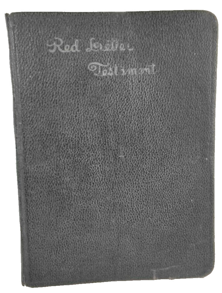 Antique 1900s Bible Red Letter Testament Leather Bound Religious Book
