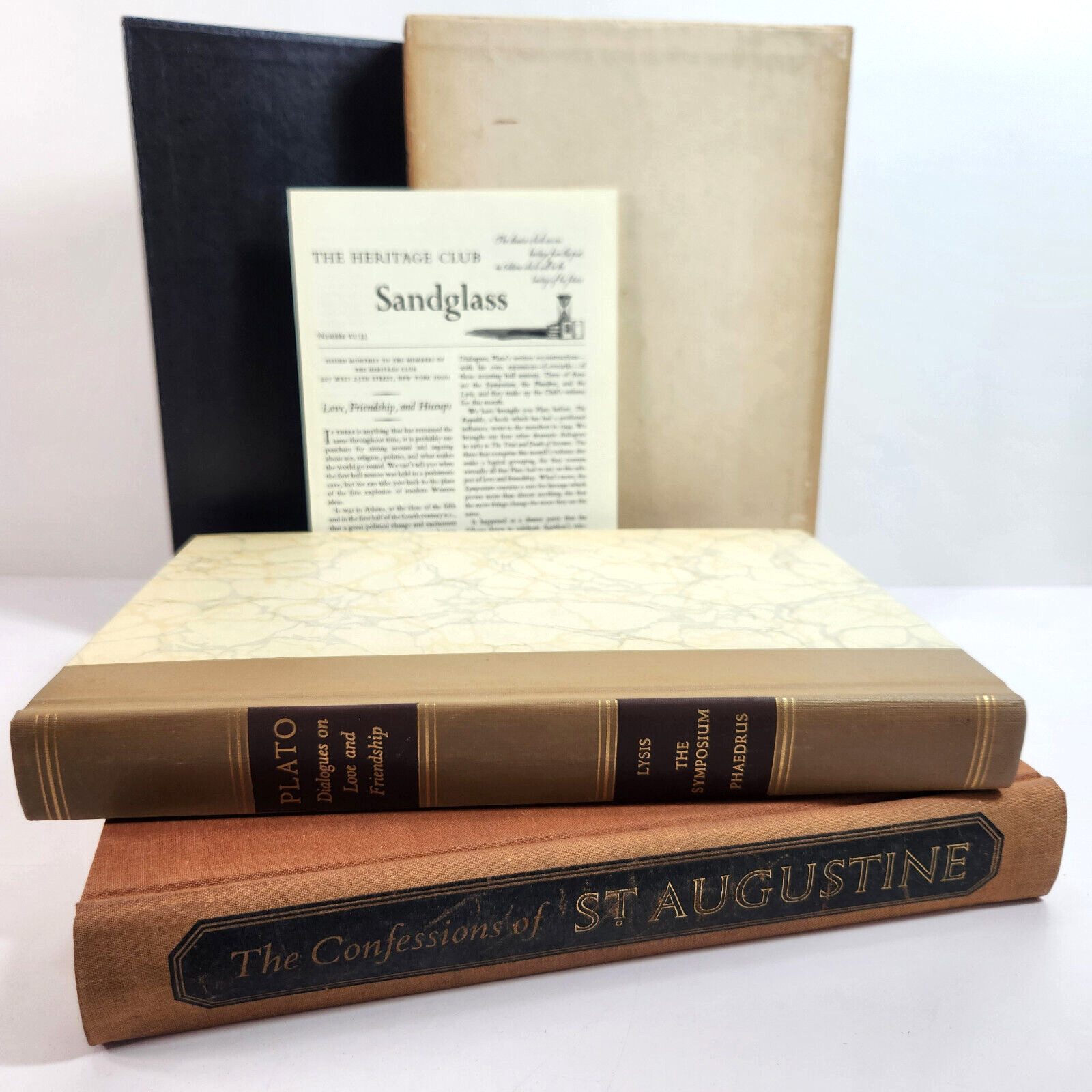 Plato Love Friendship 1968 Confessions St Augustine 1963 Heritage Press HC Slip
