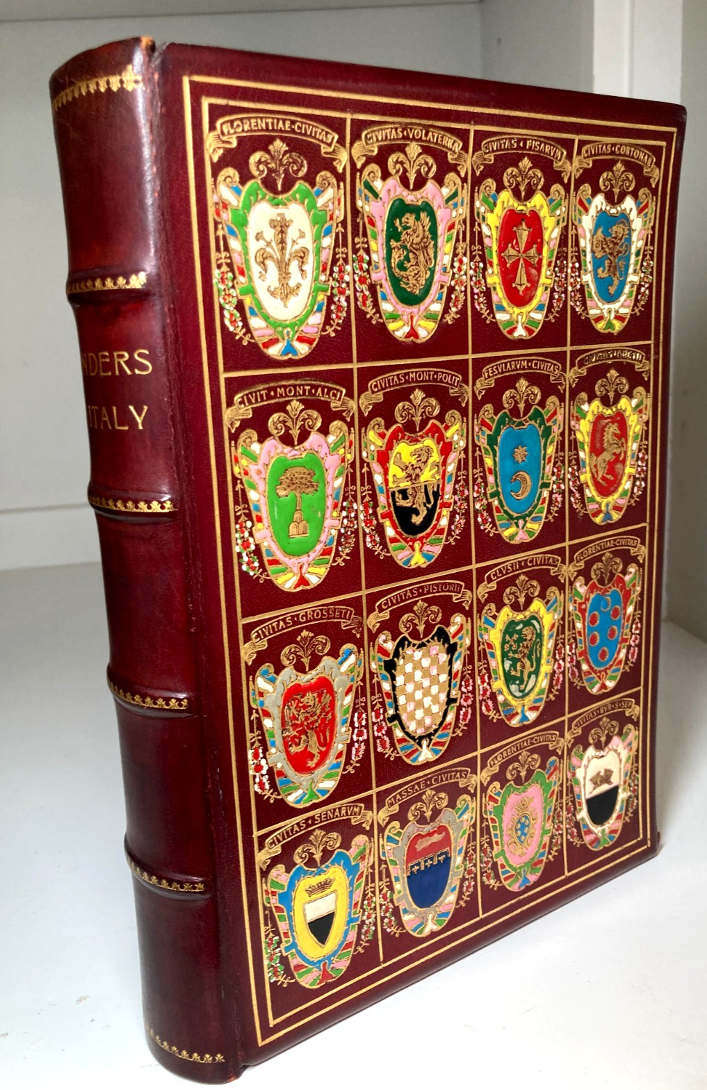 FLORENTINE HERALDIC BINDING 16 Hand-Painted Tuscan Arms Fattorusso 1952