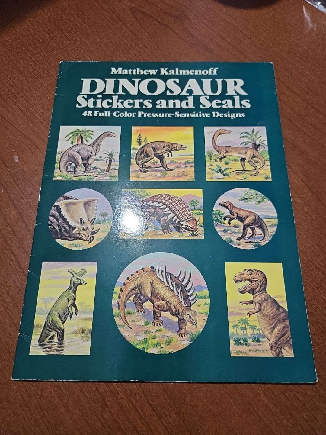 Vintage 1986 Dinosaur Stickers & Seals Book Full Color Matthew Kalmenoff