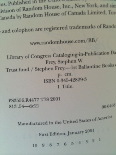 Trust Fund (1st Ed, Signed) by Stephen Frey