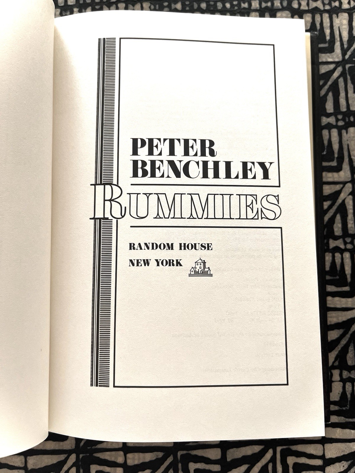 RUMMIES ~ PETER BENCHLEY ( 1989, Random House) 1st Edition HC/DJ VG-G