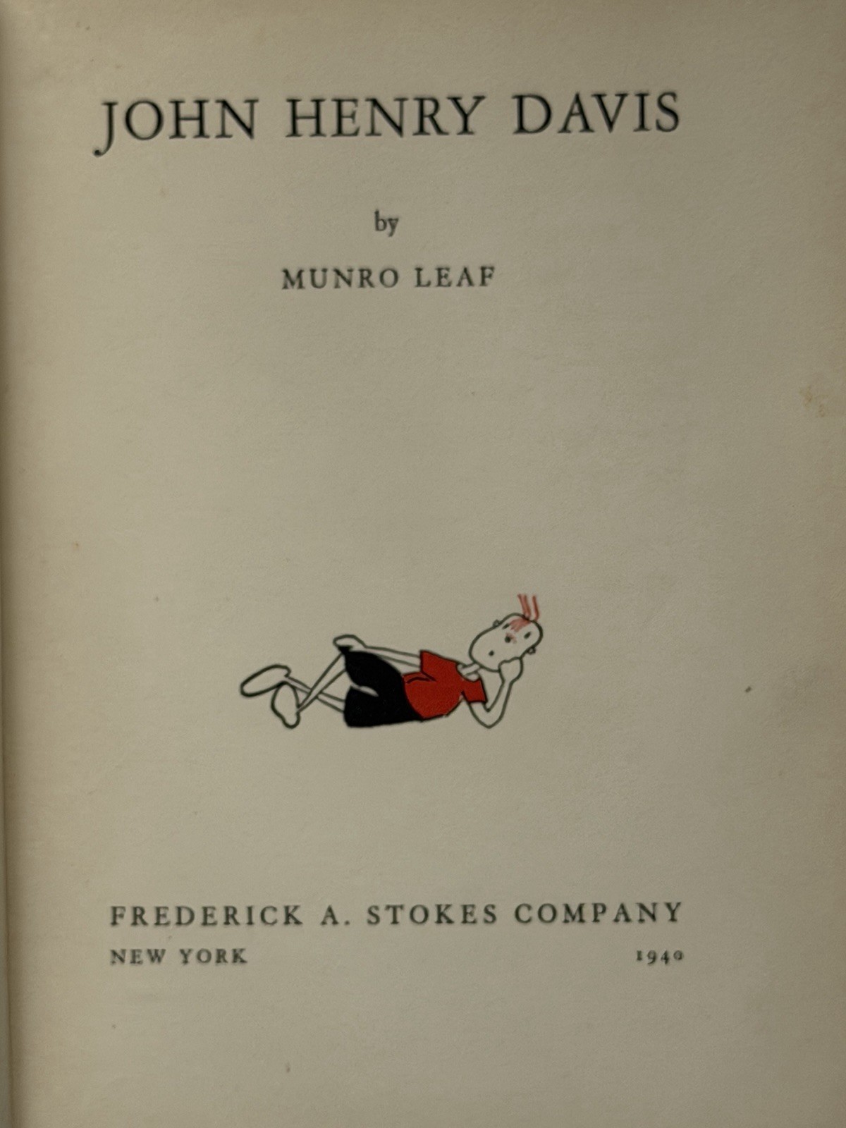 John Henry Davis By Munro Leaf (1940) 1st Edition Vintage Hardcover