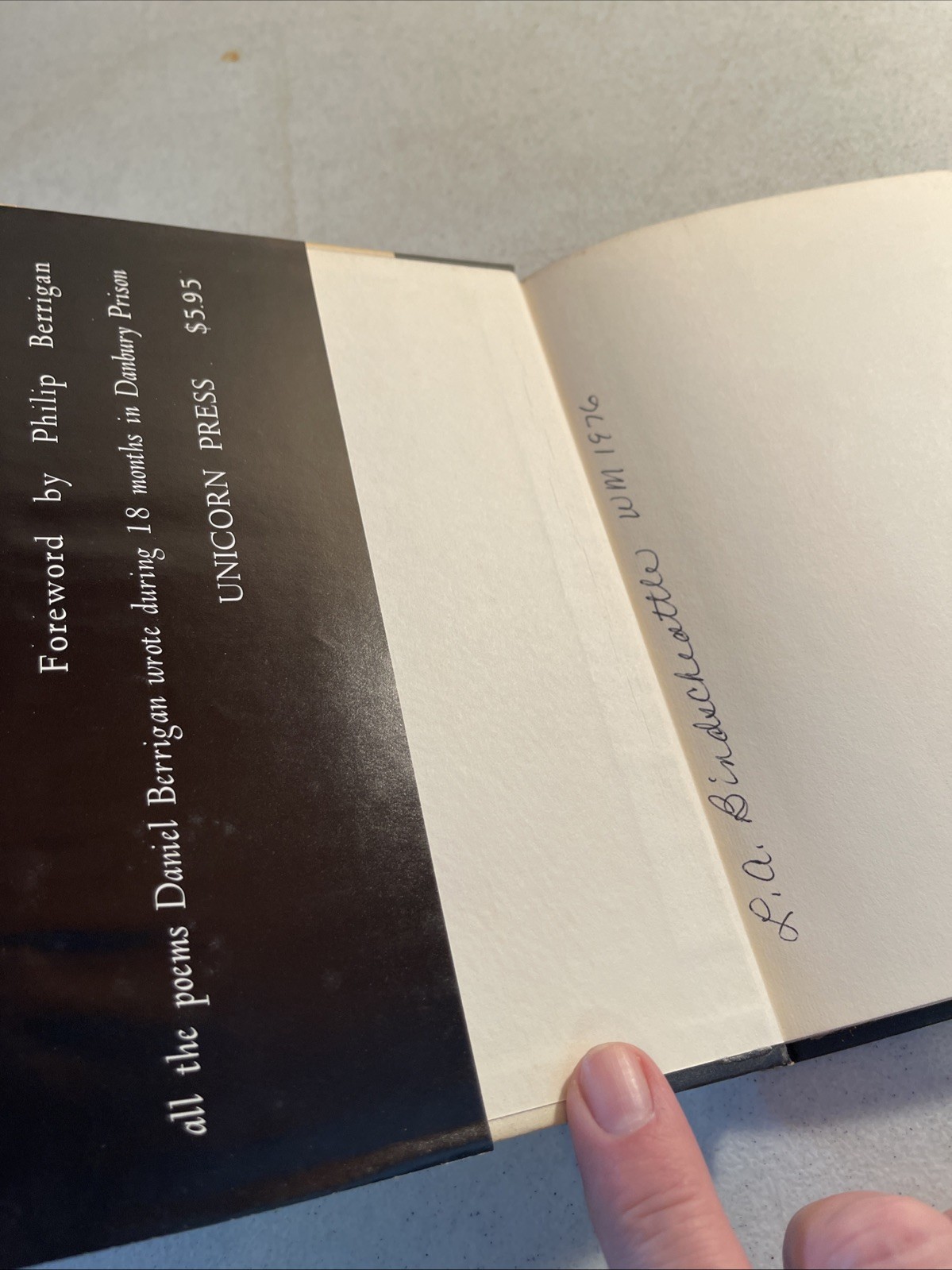 Daniel Berrigan Prison Poems First Edition 1973