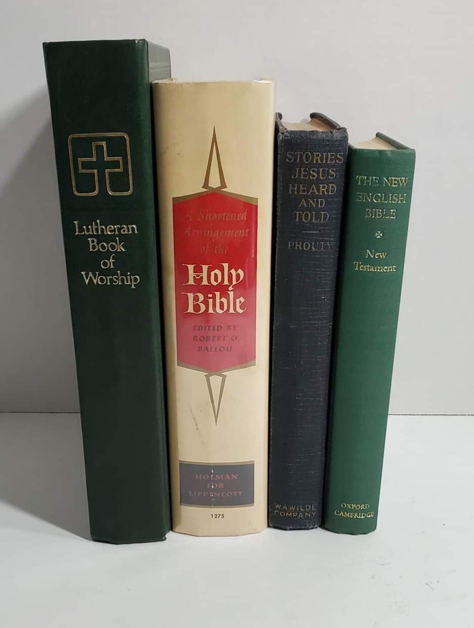4 Vintage Religious Books The Holy Bible Stories Jesus Lutheran Worship Staging