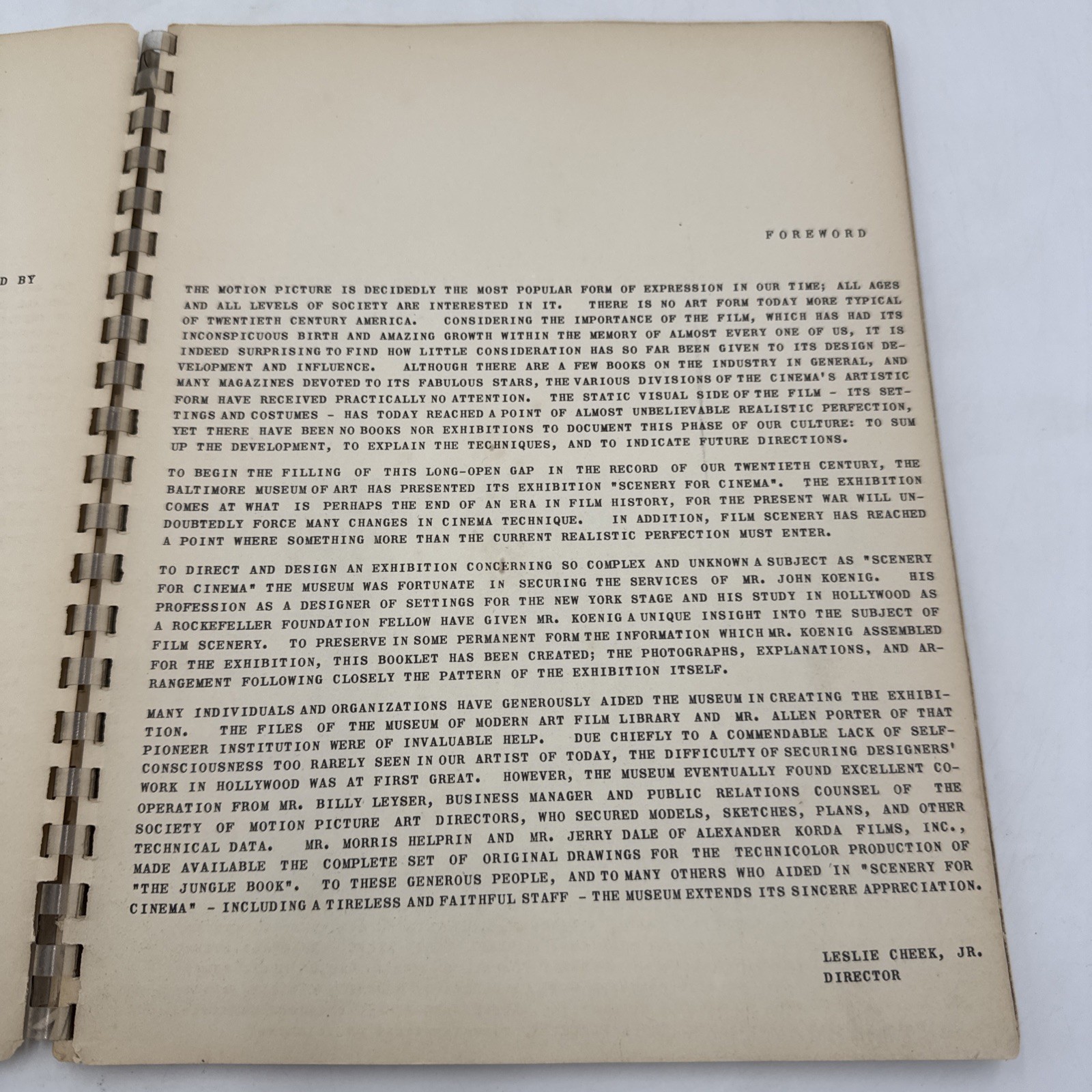 1942 Scenery for Cinema Catalog Baltimore Museum Art SIGNED Leslie Cheek Welles