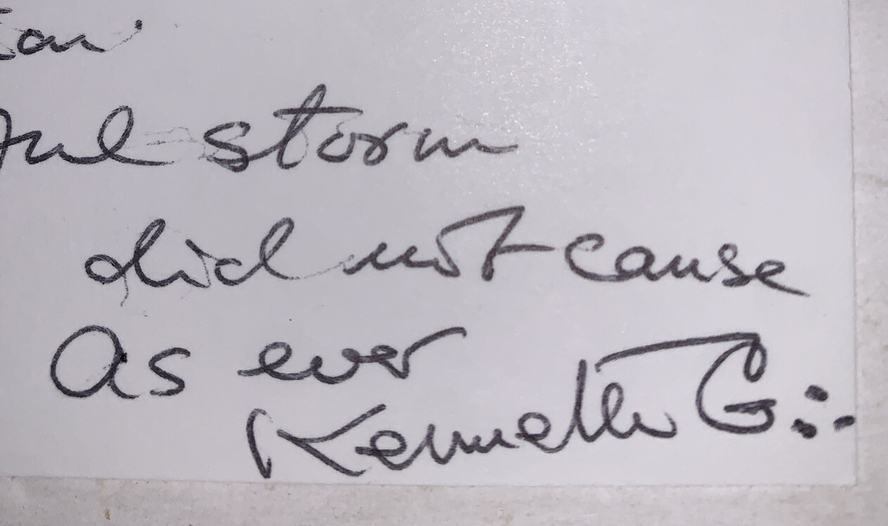 KENNETH GRANT SIGNED, HANDWRITTEN CARD, OCCULT, BEETLES, 2/17/04, TYPHONIAN OTO