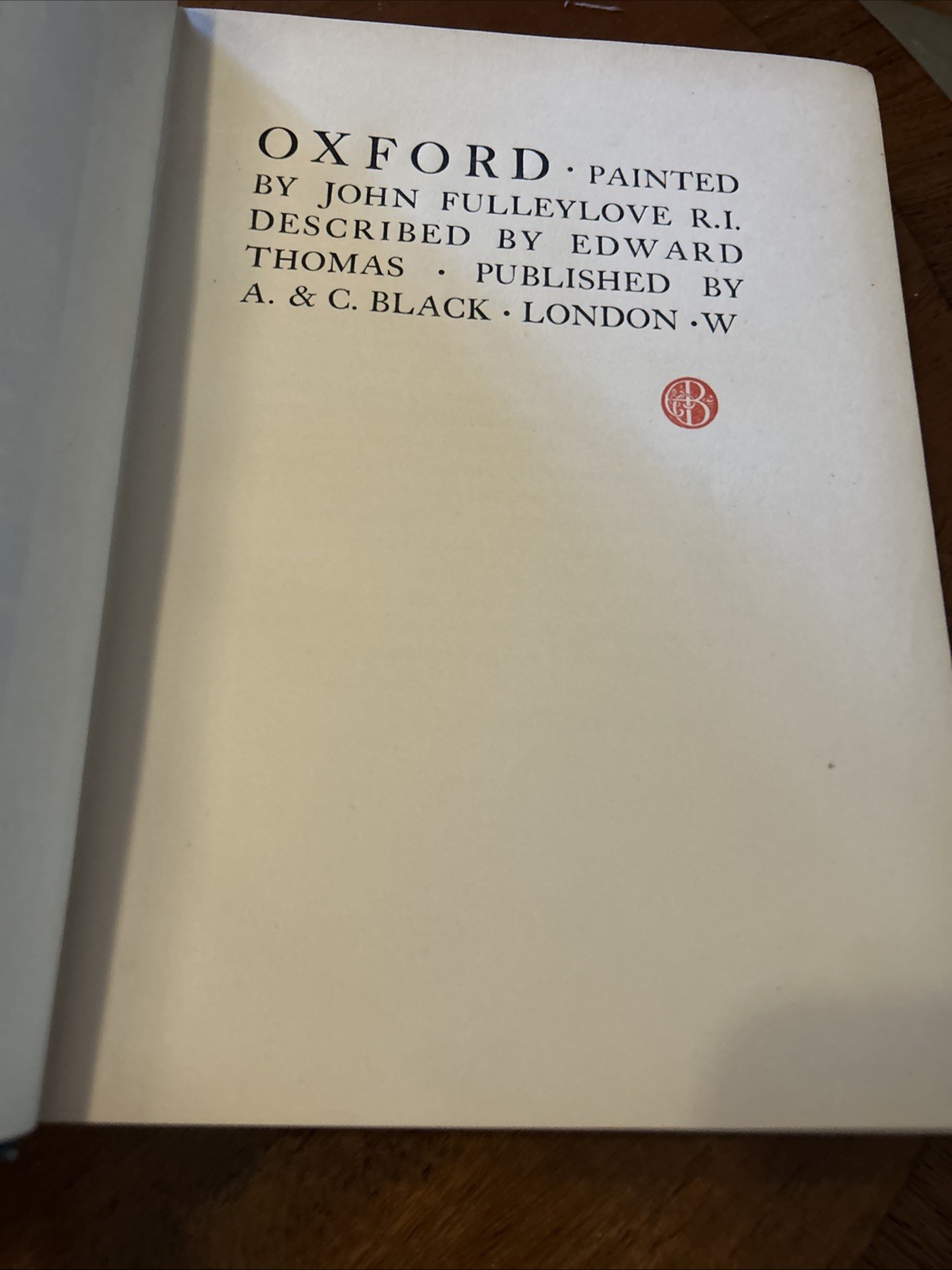 THOMAS, EDWARD (1878-1917) Oxford: painted by John Fulleylove HC 1st Ed 1903