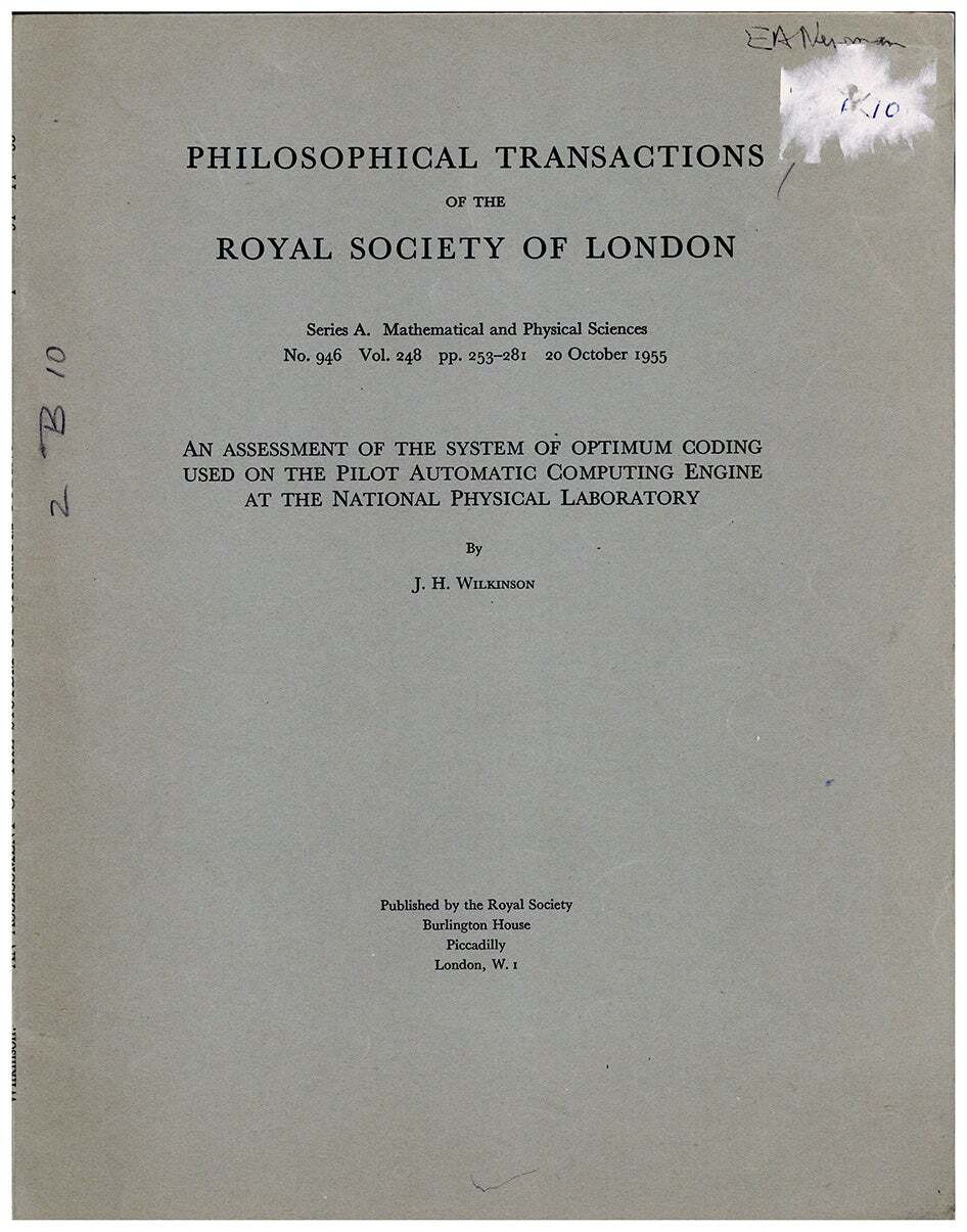 James Hardy Wilkinson / Assessment of the System of Optimum Coding Used 1st ed