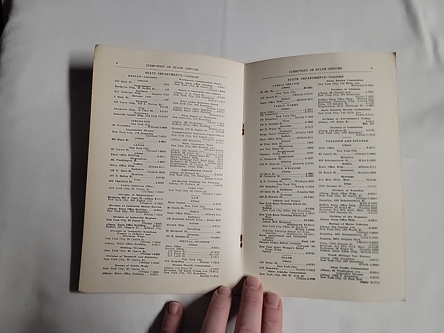 1955 Supplement Of The NY Red Book, State Directory Addresses And Phone Pamphlet