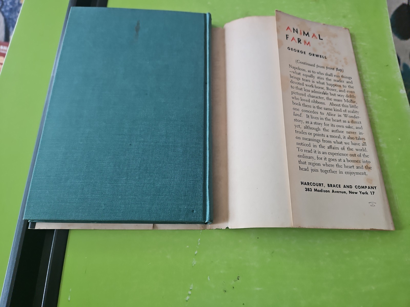Animal Farm George Orwell 1946 HC Dust Jacket BOMC 1st ed 2nd printing Scranton