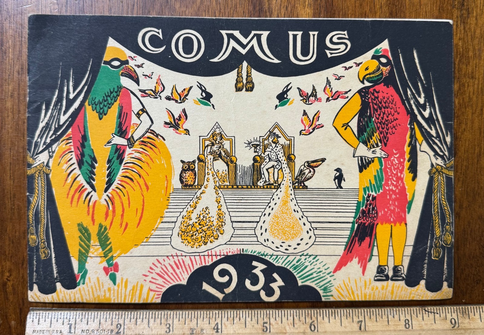 Vtg 1933 Mardi Gras Comus Float Bulletin booklet Mistick Krewe SC 20 color pgs