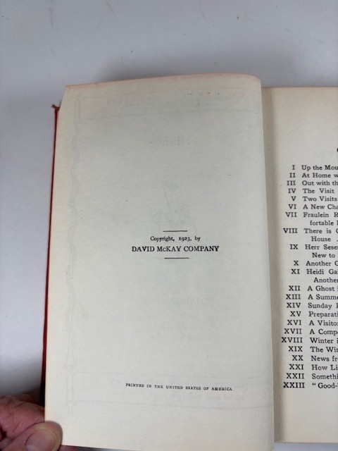 Heidi, Hardcover, 1923, David McKay Company, Newberry Classics by Johanna Spyri,