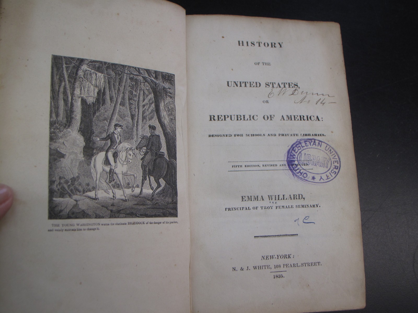 1835 History of United States Emma Willard Republic of America 5th Ed Leather