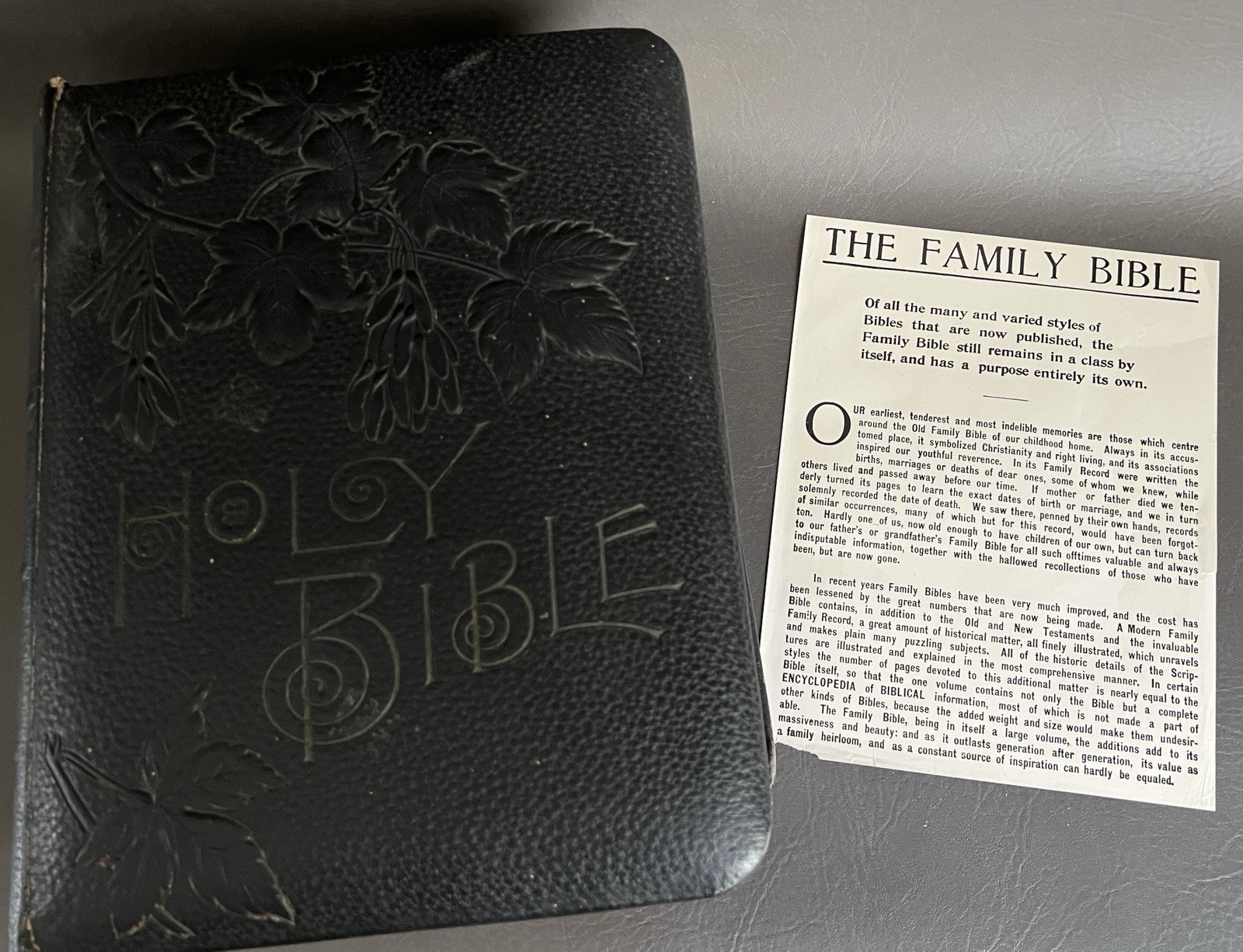 Large Antique Pictorial Family Holy Bible A.J. Holman Engravings Maps Leather