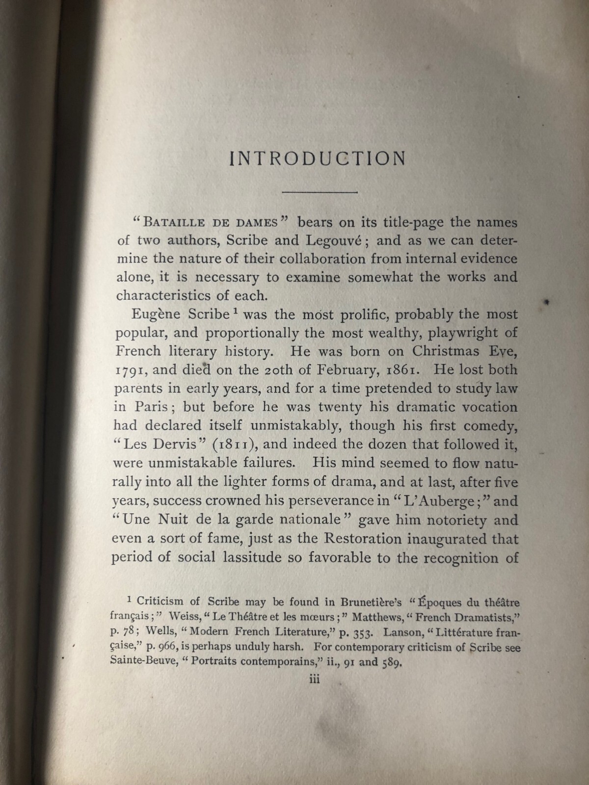 ANTIQUE / Bataille de Dames – Scribe & Legouvé / French Drama / 1896