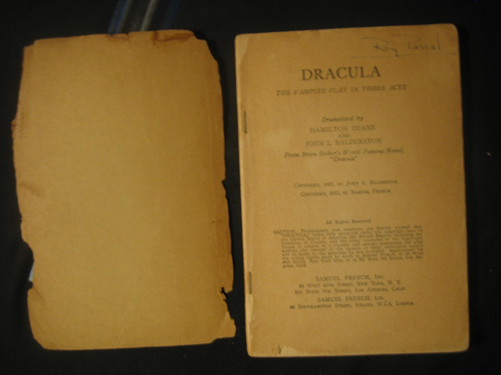DRACULA 1933 VAMPIRE PLAY French’s Standard Library NYC Deane Balsterston Drama