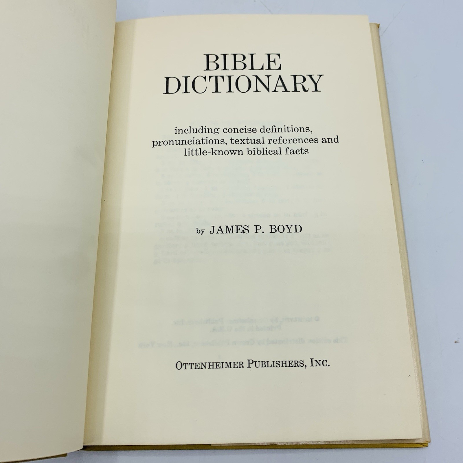 Bible Dictionary Self-Pronouncing by James Boyd 1958 Hardcover Religious