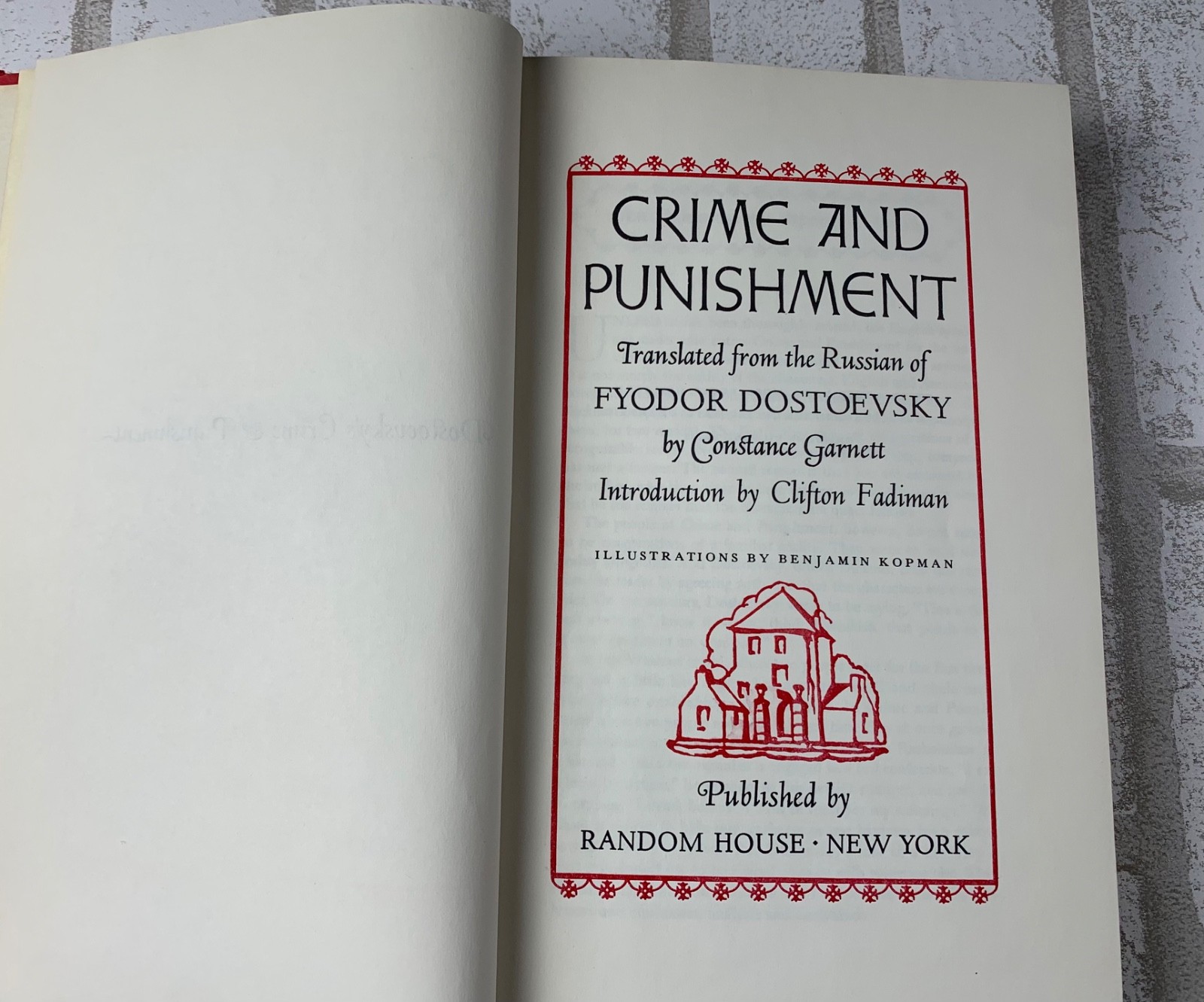 Vintage 1956 Crime and Punishment Random House Hardcover Benjamin Kopman Illust