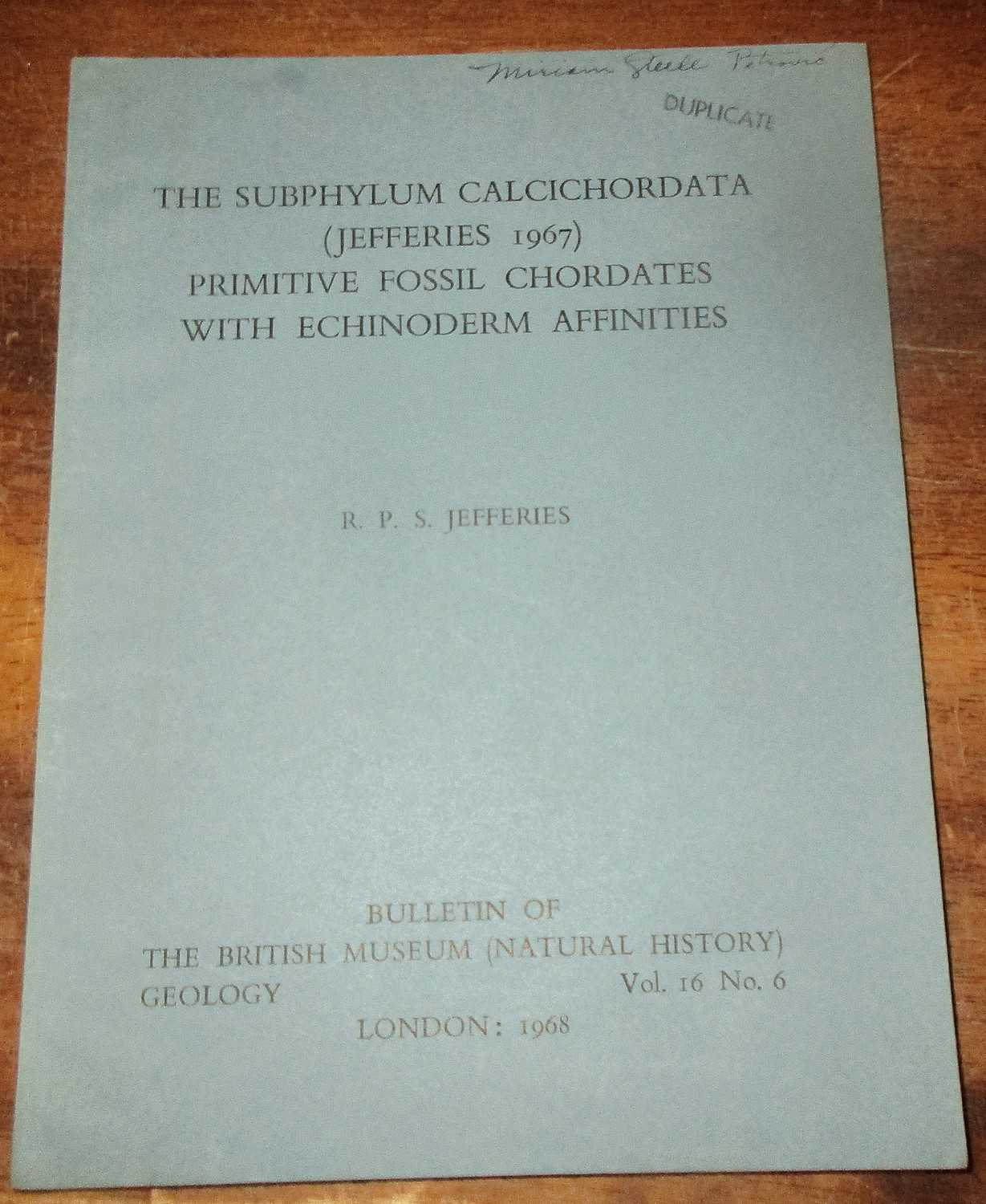 GEOLOGY PALEONTOLOGY 1968 BRITISH MUSEUM BULLETIN FOSSIL STEM VERTEBRATES Scarce