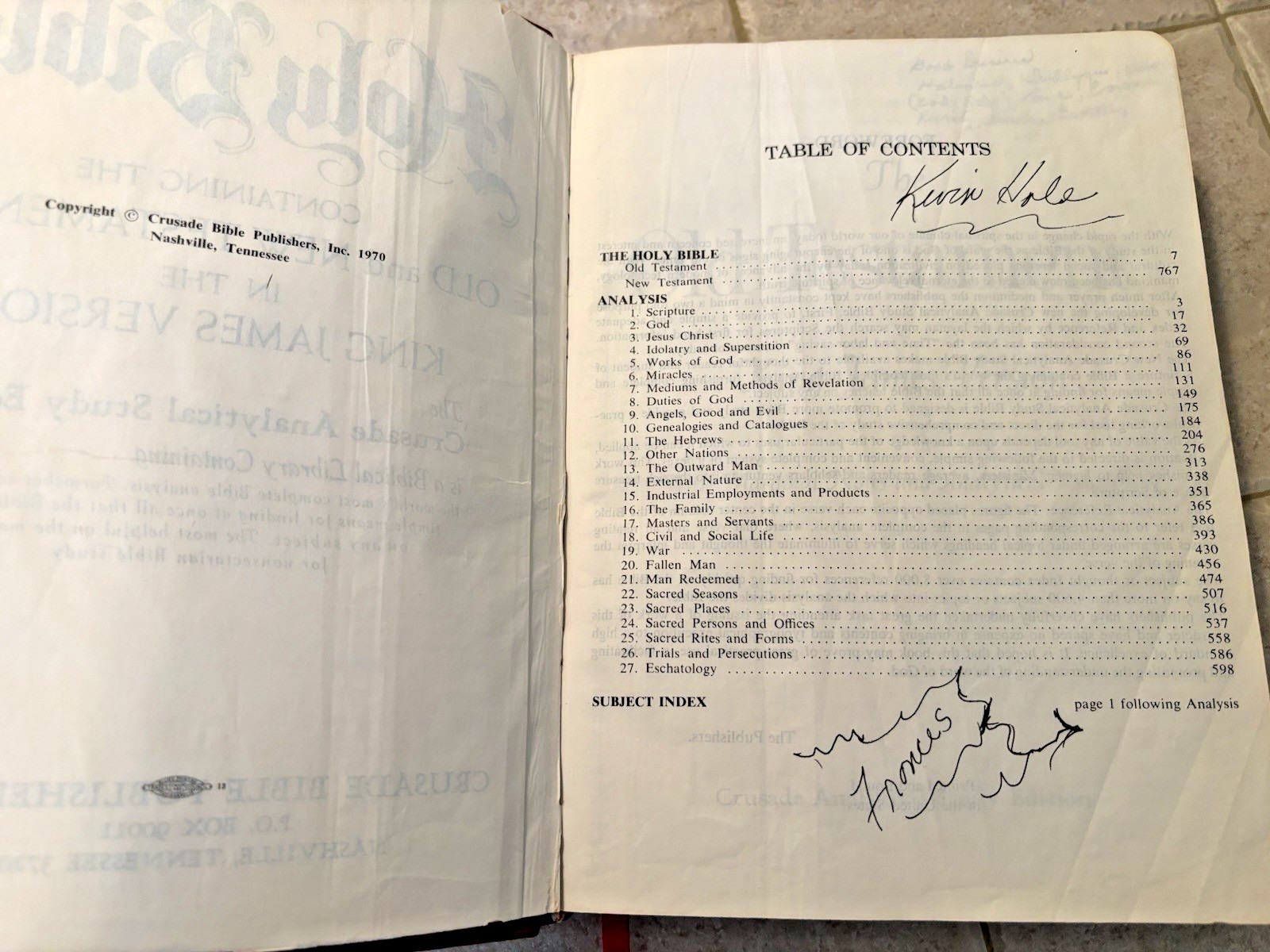 Holy Bible New Analytical Study Edition Genuine Leather Crusade KJV 1970
