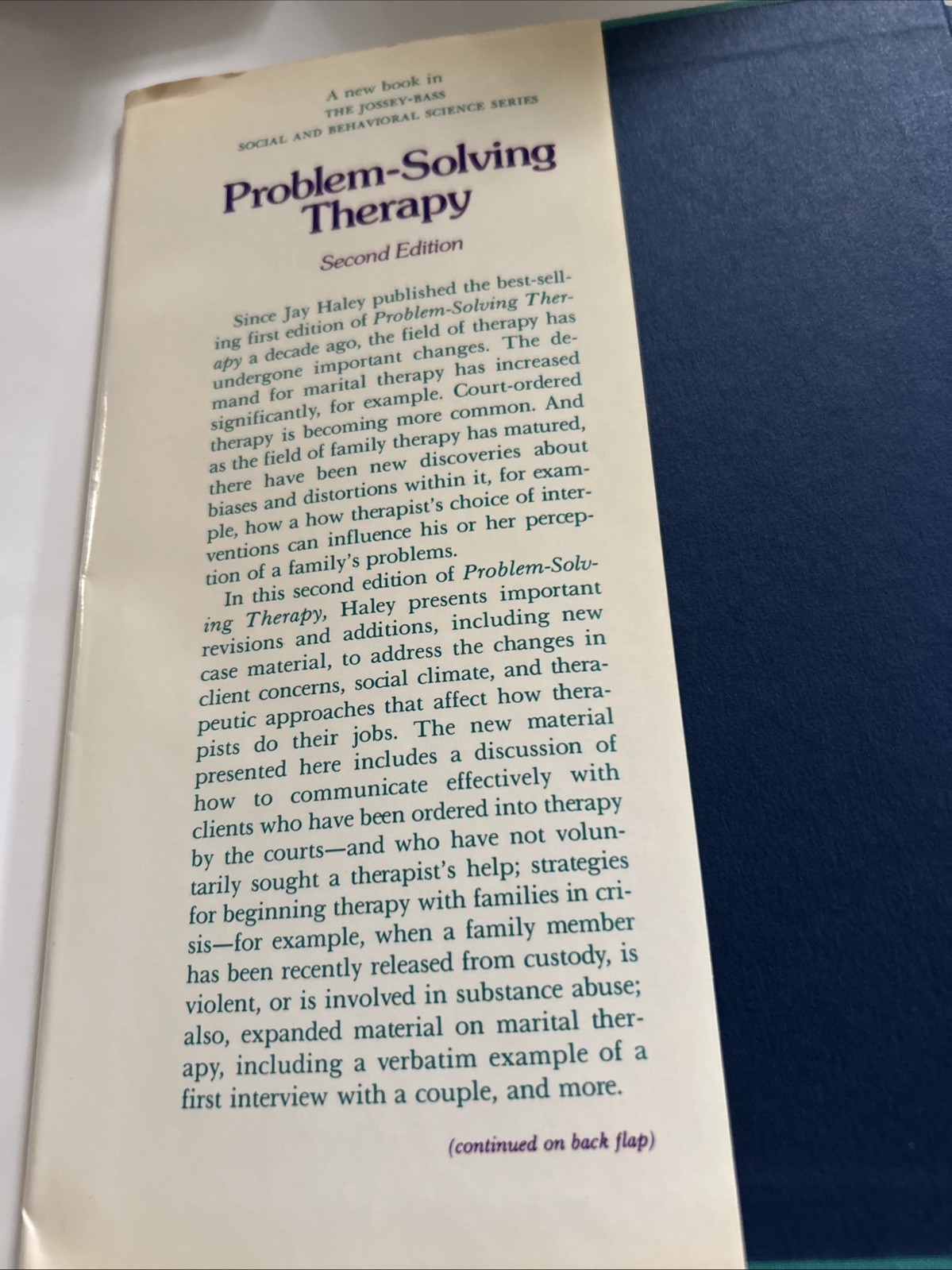 Problem Solving Therapy by Jay Haley HC/DJ 2nd Edition 2nd Print 1988