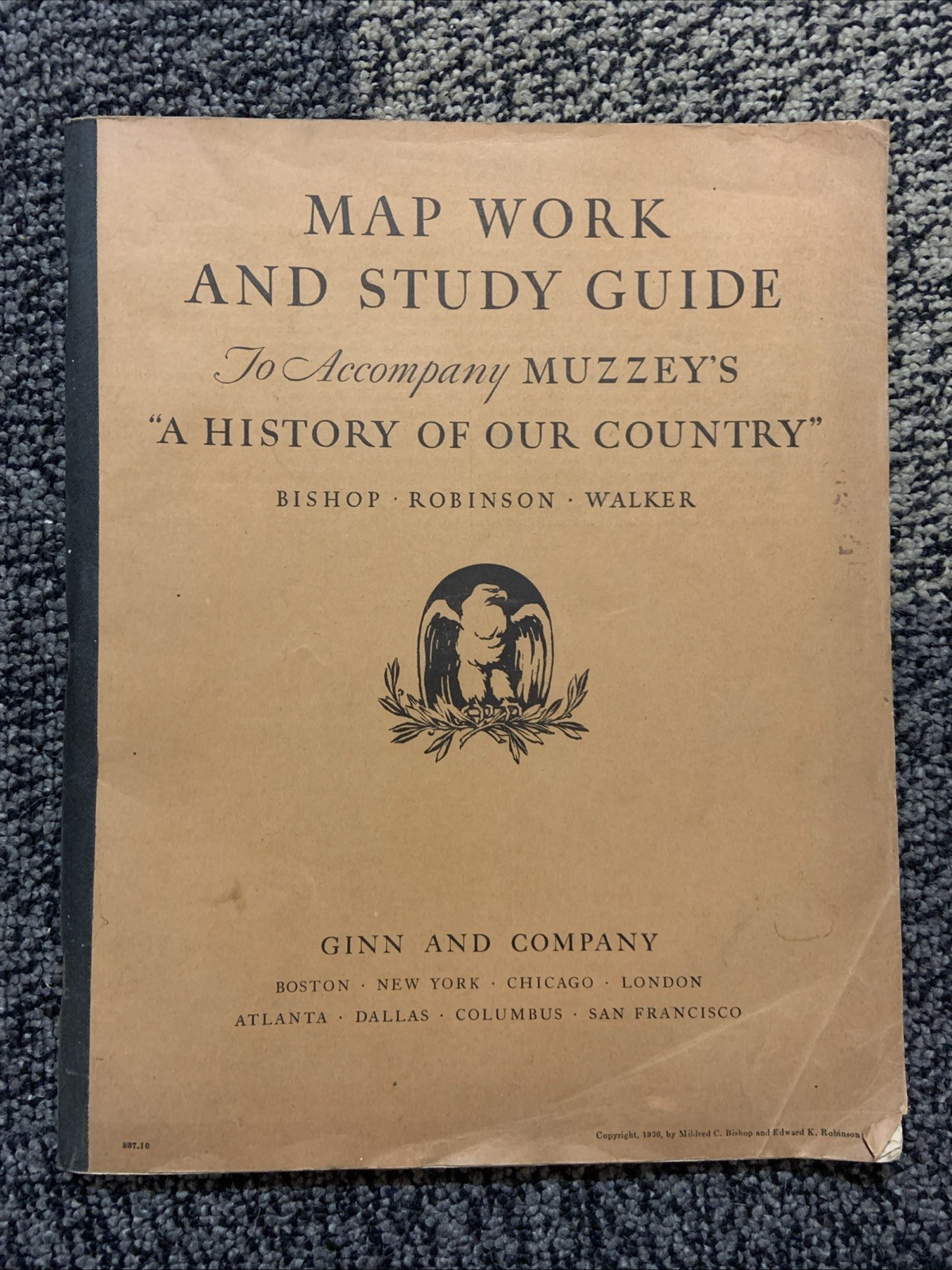 Vintage Map work Study Guide Homeschool 1935 History Of USA Bishop Robinson RARE