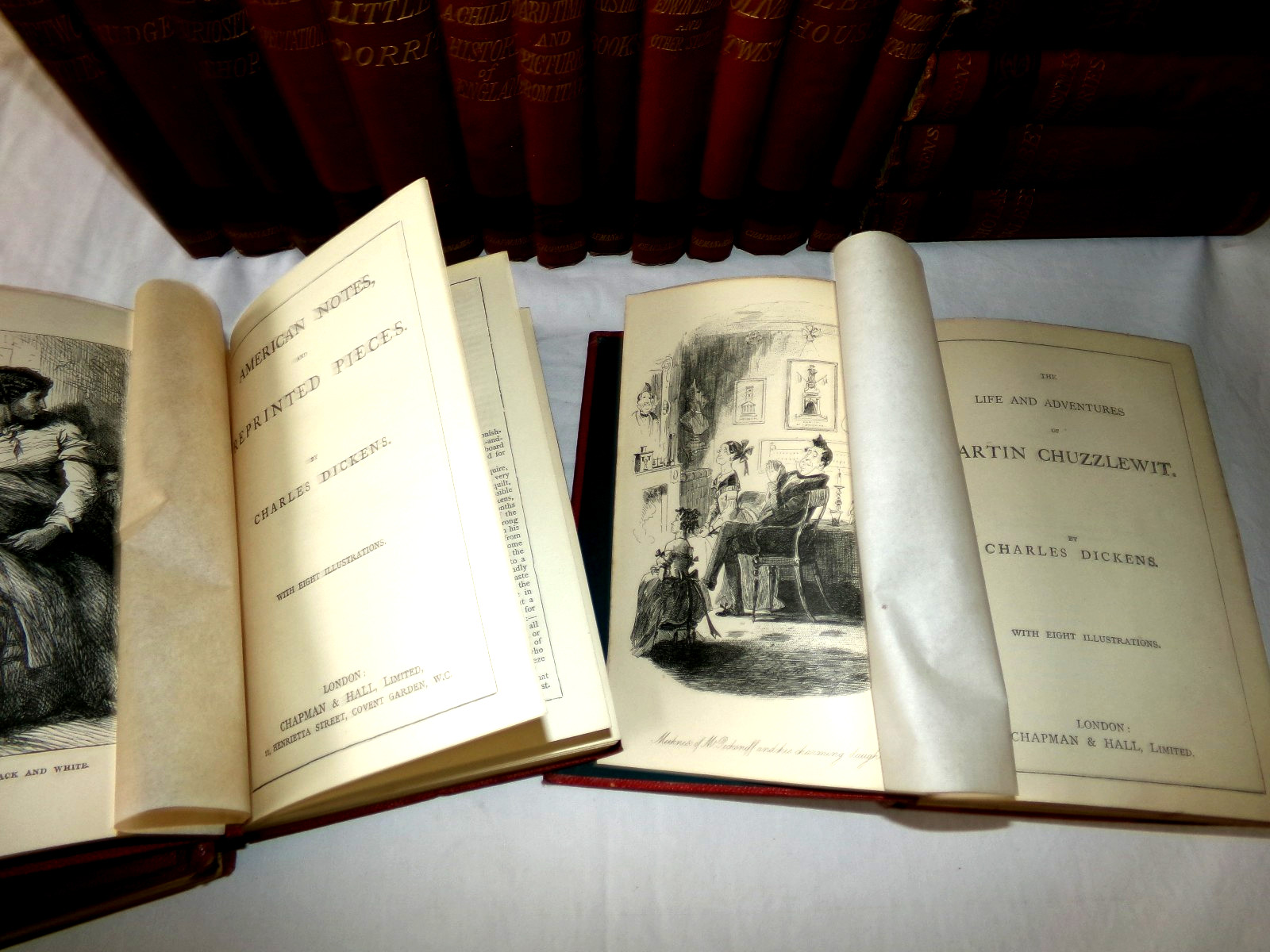 Charles Dickens Complete Set 21 Illustrated Vintage Books Chapman & Hall 1890